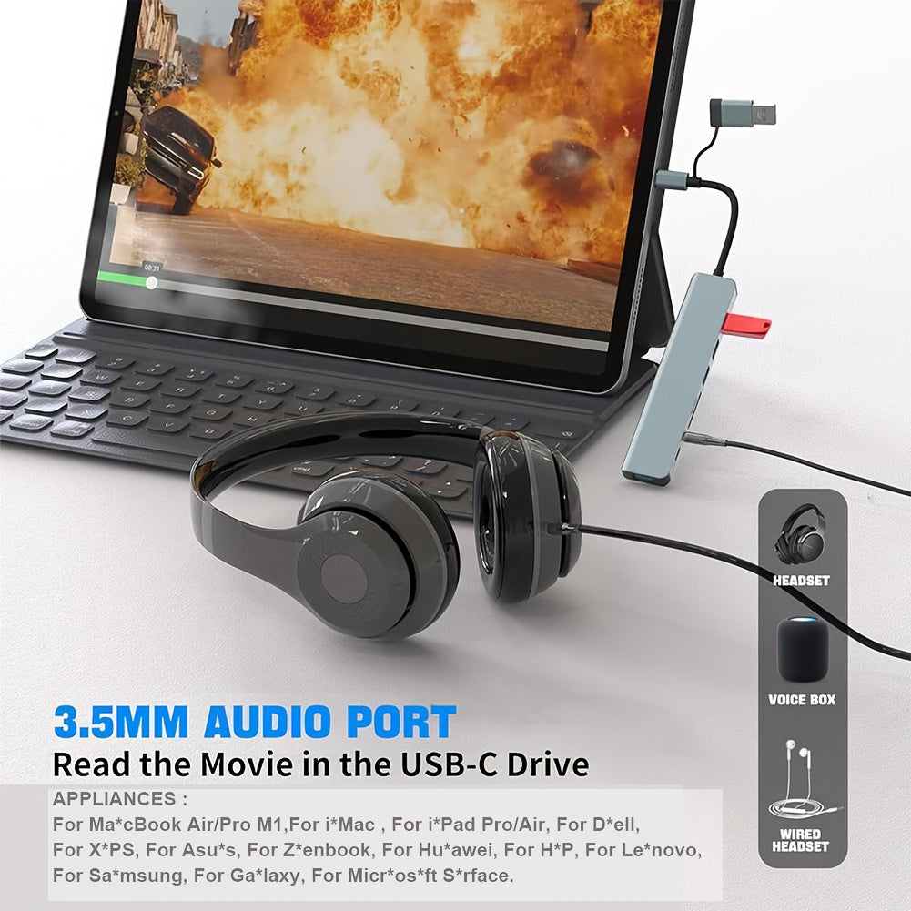 Hub Multifunción 8 en 2 – Estación de Acoplamiento USB-C con USB 3.0, SD/TF y Audio 3.5mm