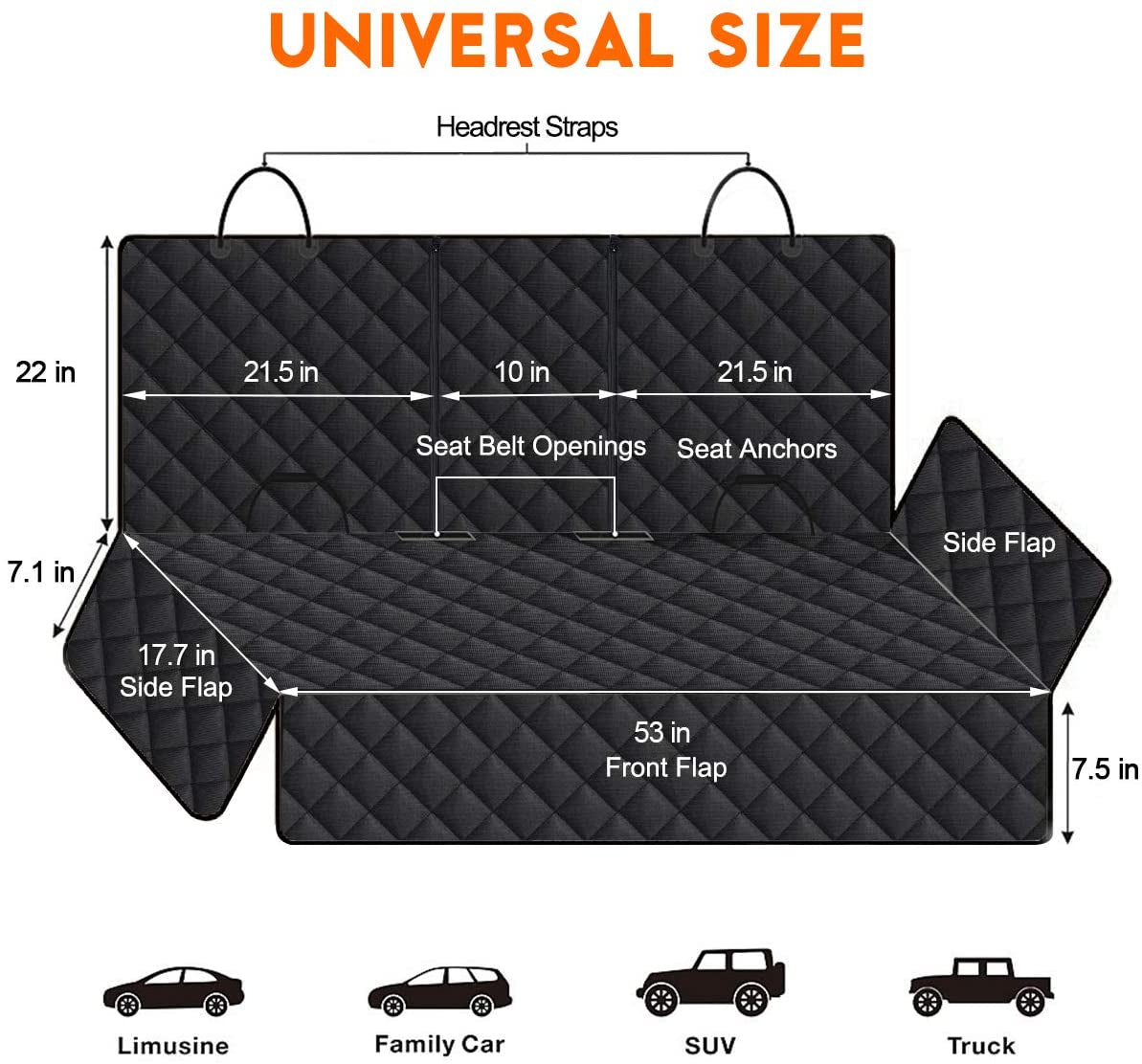 Funda Protectora para Asiento de Coche para Perros – Impermeable, Antideslizante y Compatible con la Mayoría de Autos, Camionetas y SUVs (Negro)