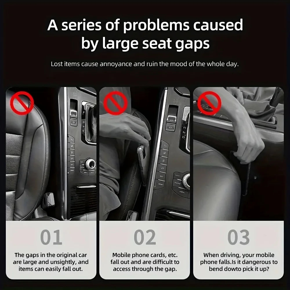 Organizador de Asiento de Coche 2 Piezas – Relleno Antideslizante e Impermeable con Ranuras de Almacenamiento
