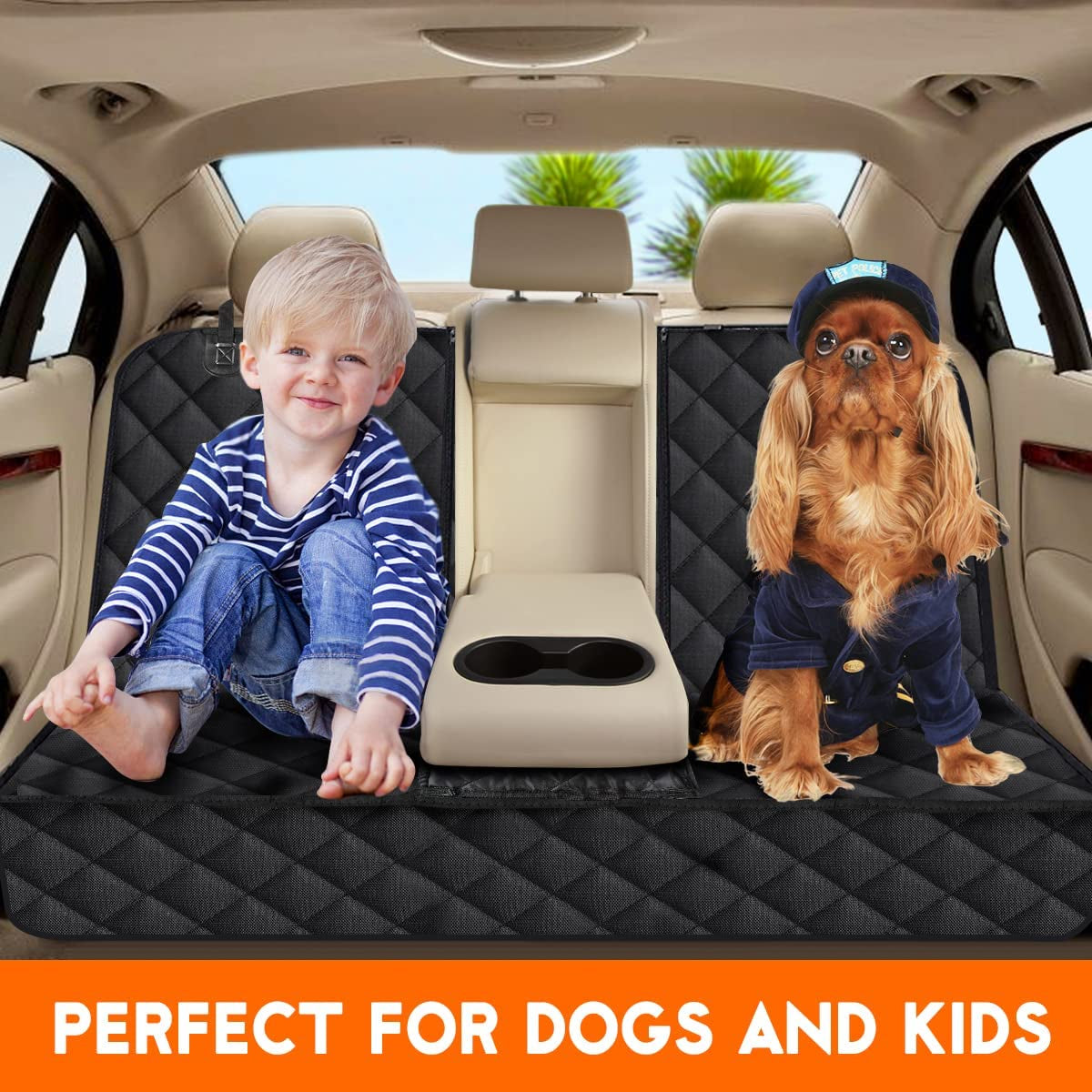 Funda Protectora para Asiento de Coche para Perros – Impermeable, Antideslizante y Compatible con la Mayoría de Autos, Camionetas y SUVs (Negro)