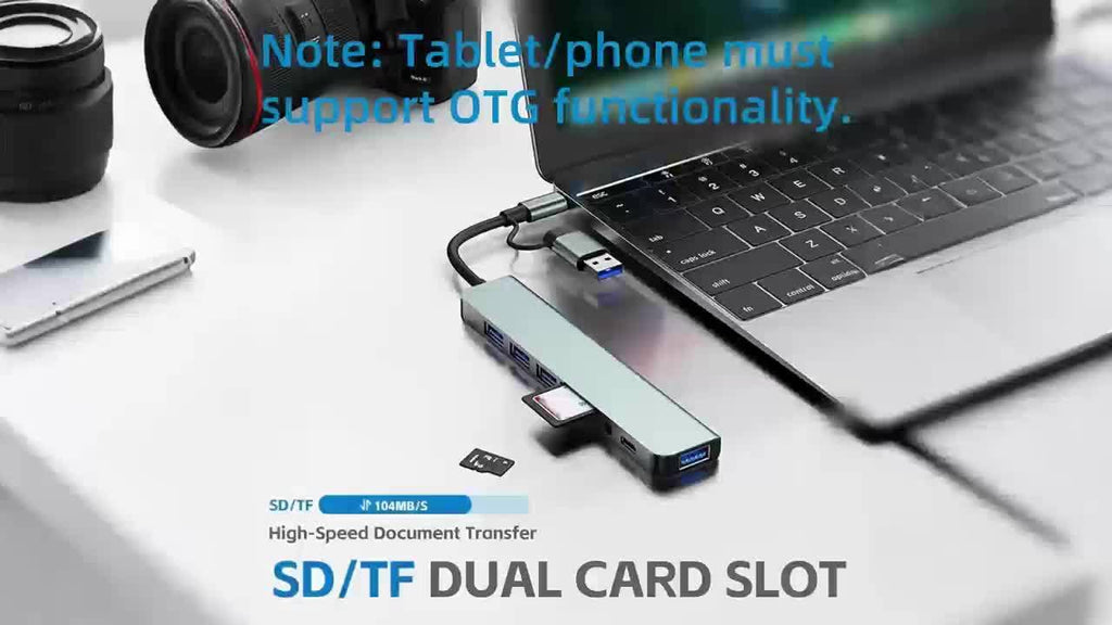 Hub Multifunción 8 en 2 – Estación de Acoplamiento USB-C con USB 3.0, SD/TF y Audio 3.5mm