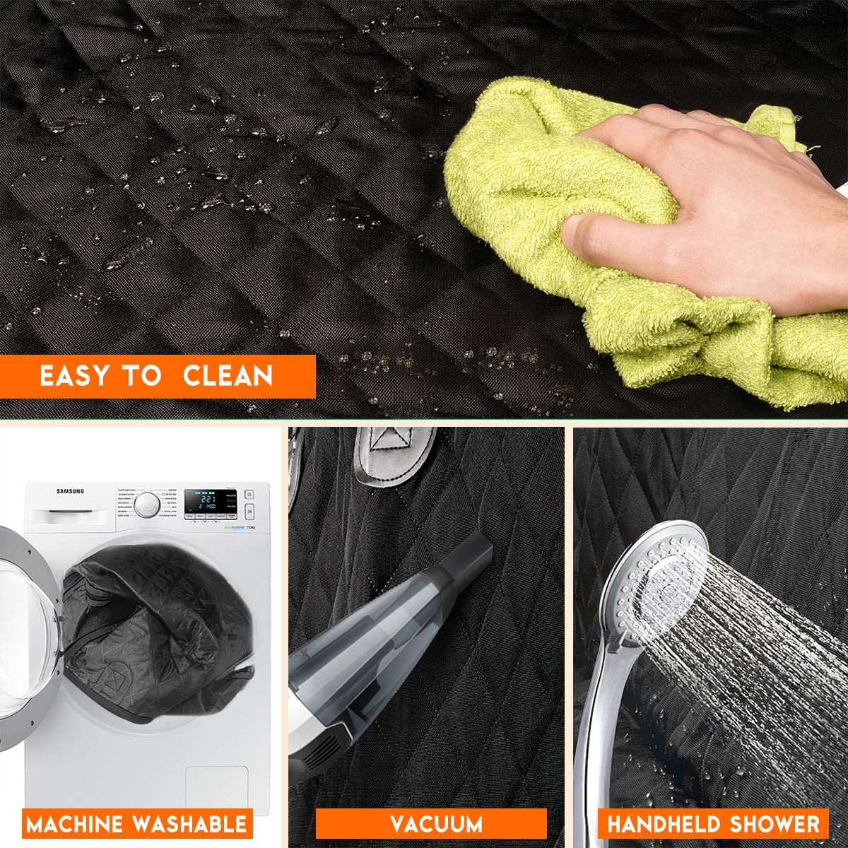 Funda Protectora para Asiento de Coche para Perros – Impermeable, Antideslizante y Compatible con la Mayoría de Autos, Camionetas y SUVs (Negro)