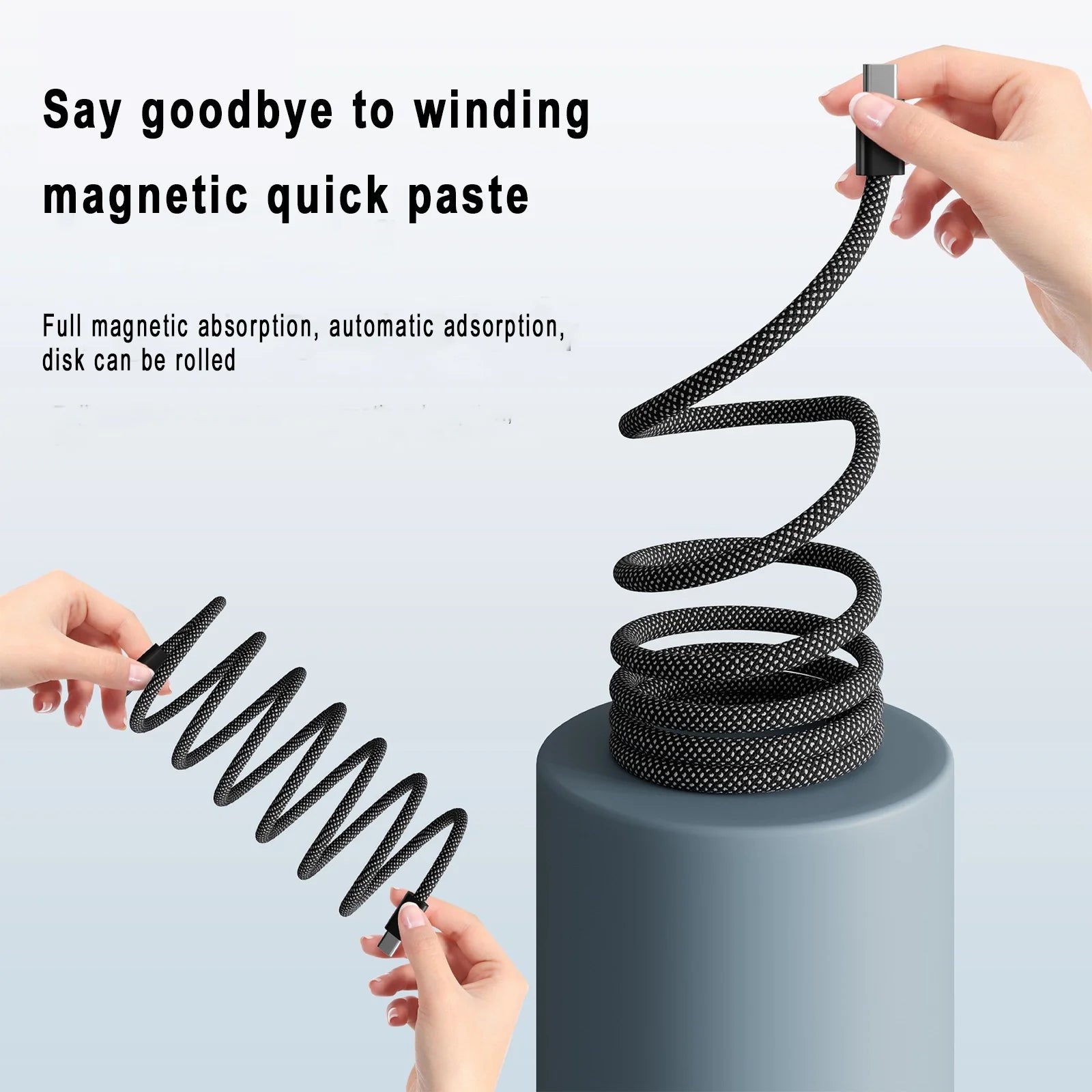 Cable USB-C Magnético 100W de Carga Rápida – Trenzado de Nailon, 1 Metro