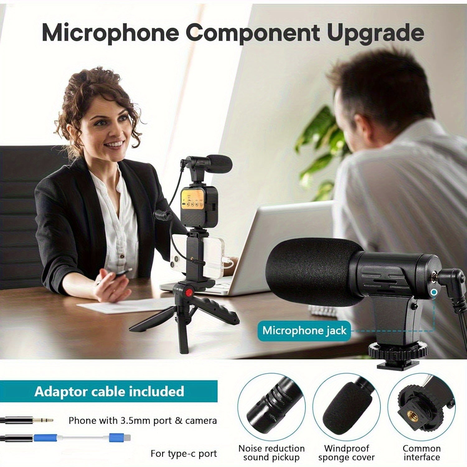 Kit de Vlogging Profesional para Smartphones – Con Luz LED, Micrófono Cardioide, Clip para Teléfono y Trípode Portátil | Ideal para YouTube, Instagram, Streaming y Creación de Contenido