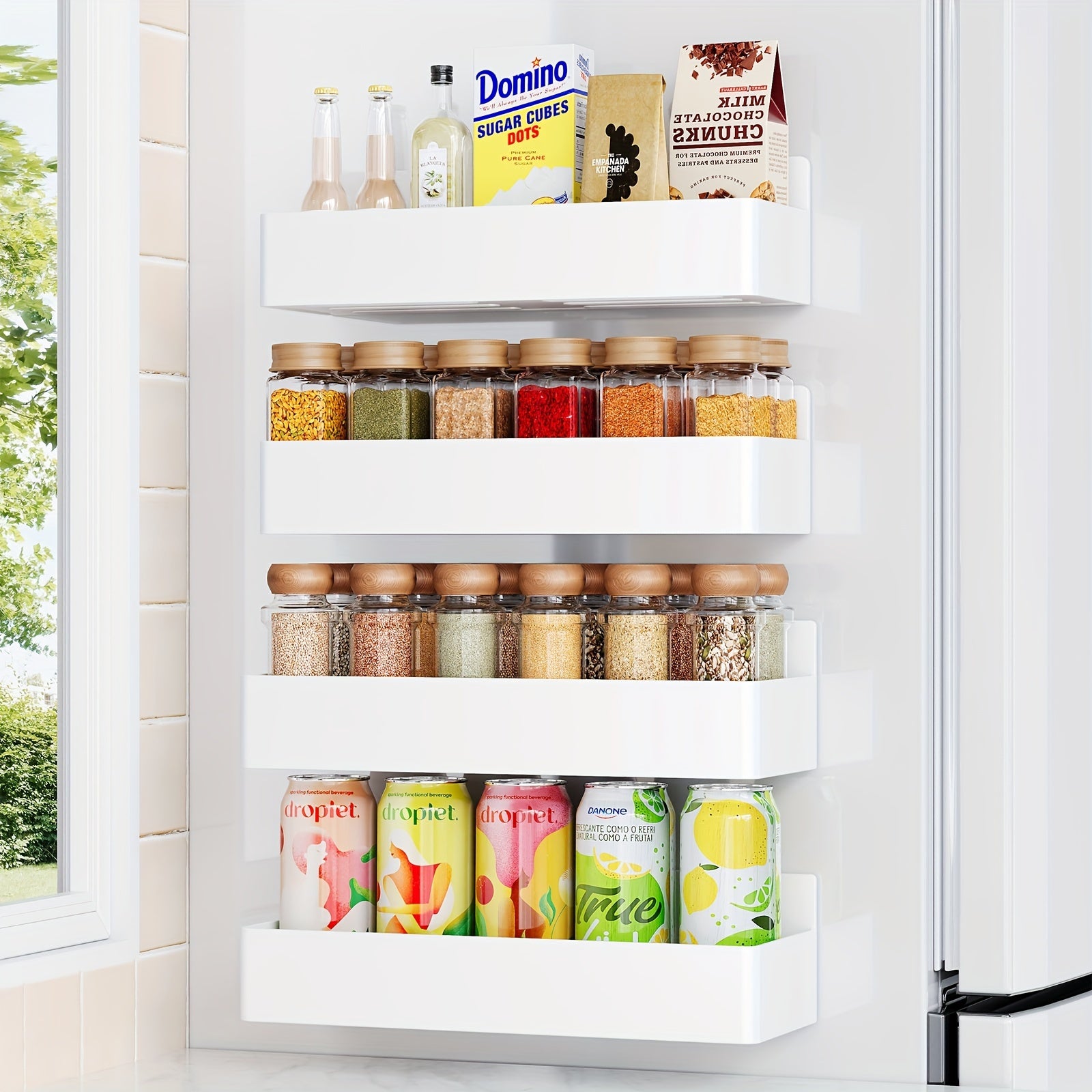 Organizador de Especias Magnético – Alta Capacidad, en Negro y Blanco, Set de 2 o 4, Montaje en Pared o Refrigerador
