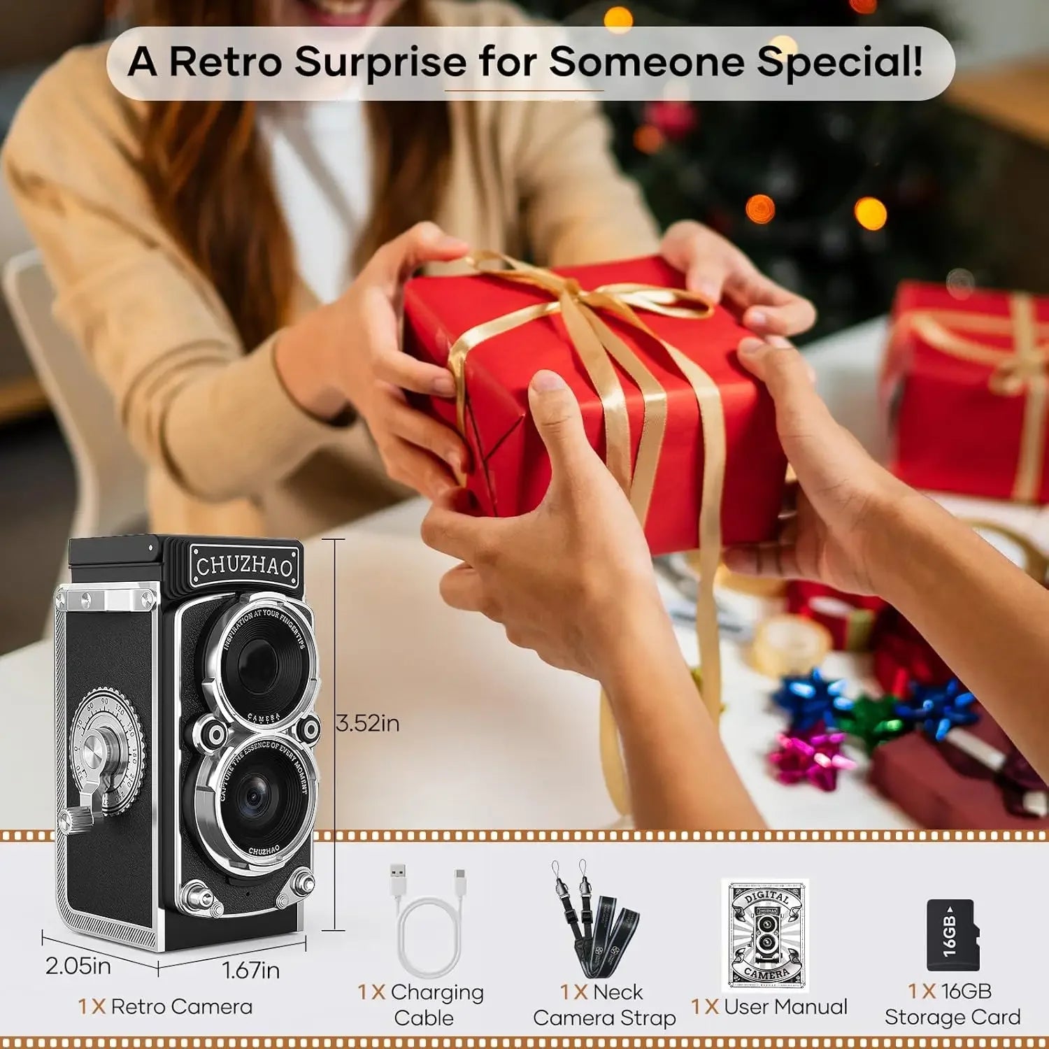Cámara Digital Vintage Mini 12MP con Autofocus y Video Full HD 1080P – Ligera, Portátil y Perfecta para Regalo