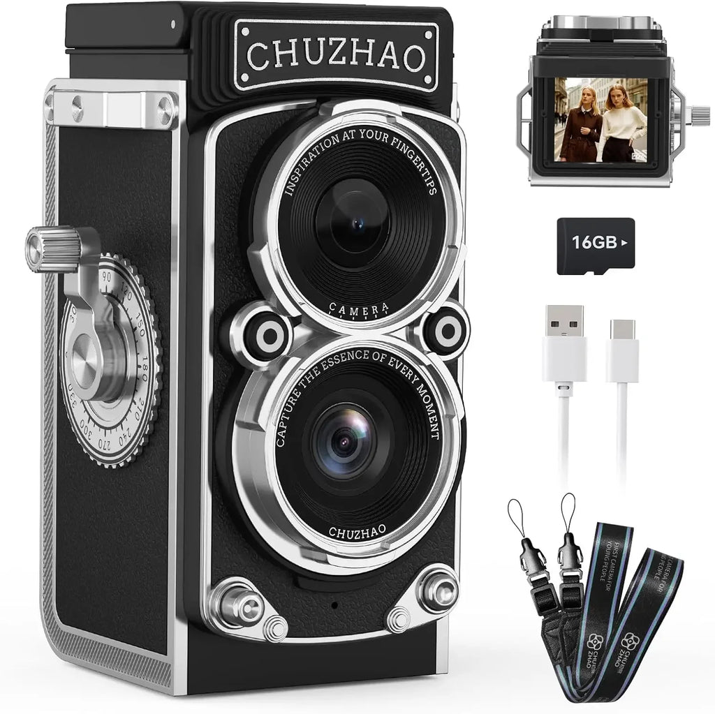 Cámara Digital Vintage Mini 12MP con Autofocus y Video Full HD 1080P – Ligera, Portátil y Perfecta para Regalo