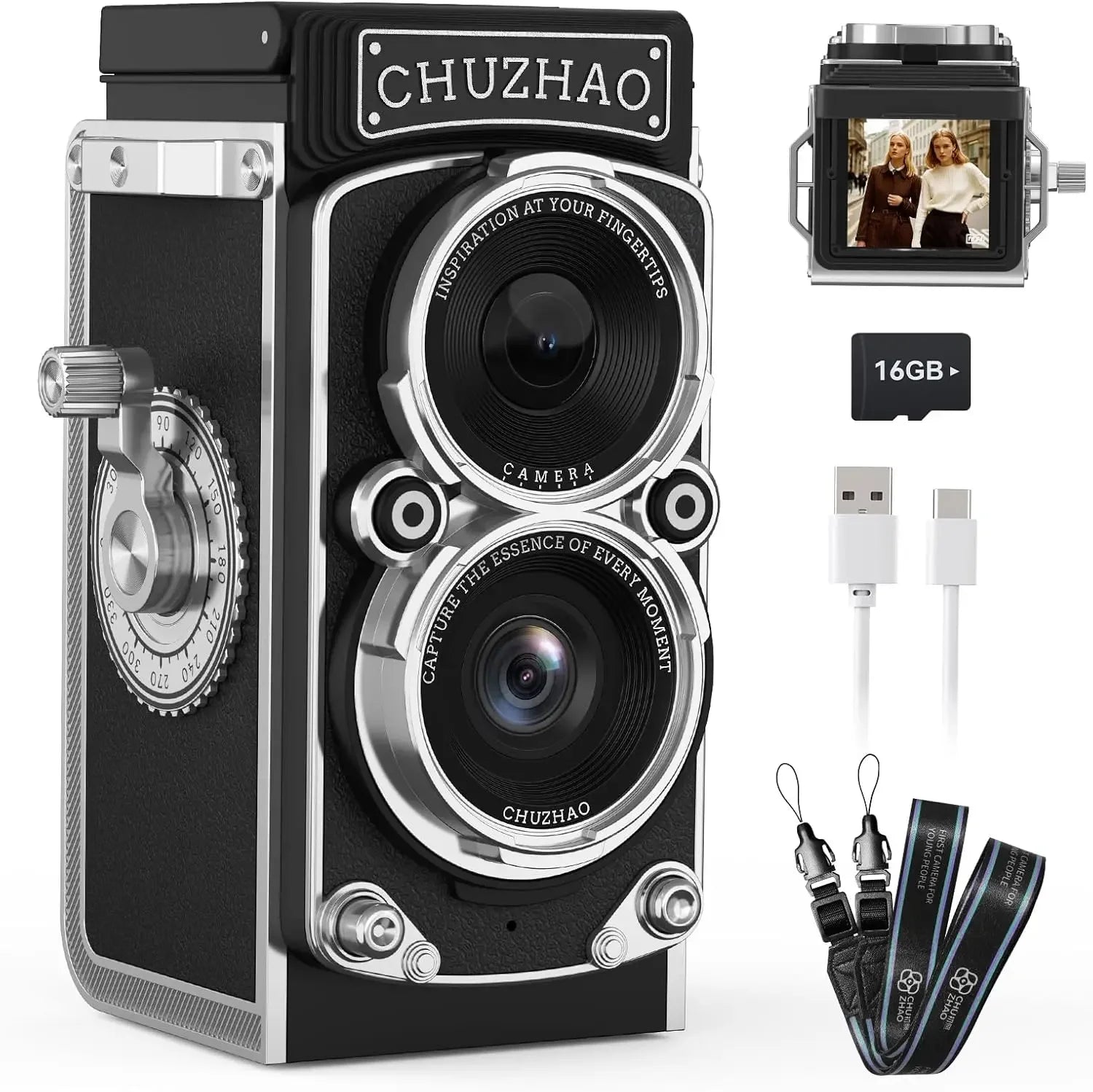 Cámara Digital Vintage Mini 12MP con Autofocus y Video Full HD 1080P – Ligera, Portátil y Perfecta para Regalo
