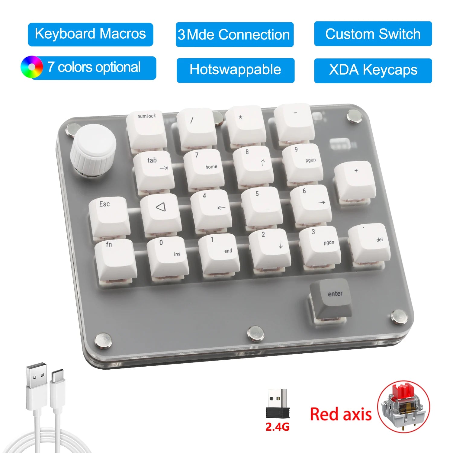 Teclado Mecánico RGB con Macros Personalizadas | Inalámbrico Bluetooth y Hotswap para Gaming y Tablet (Compatible con Switch MX)”