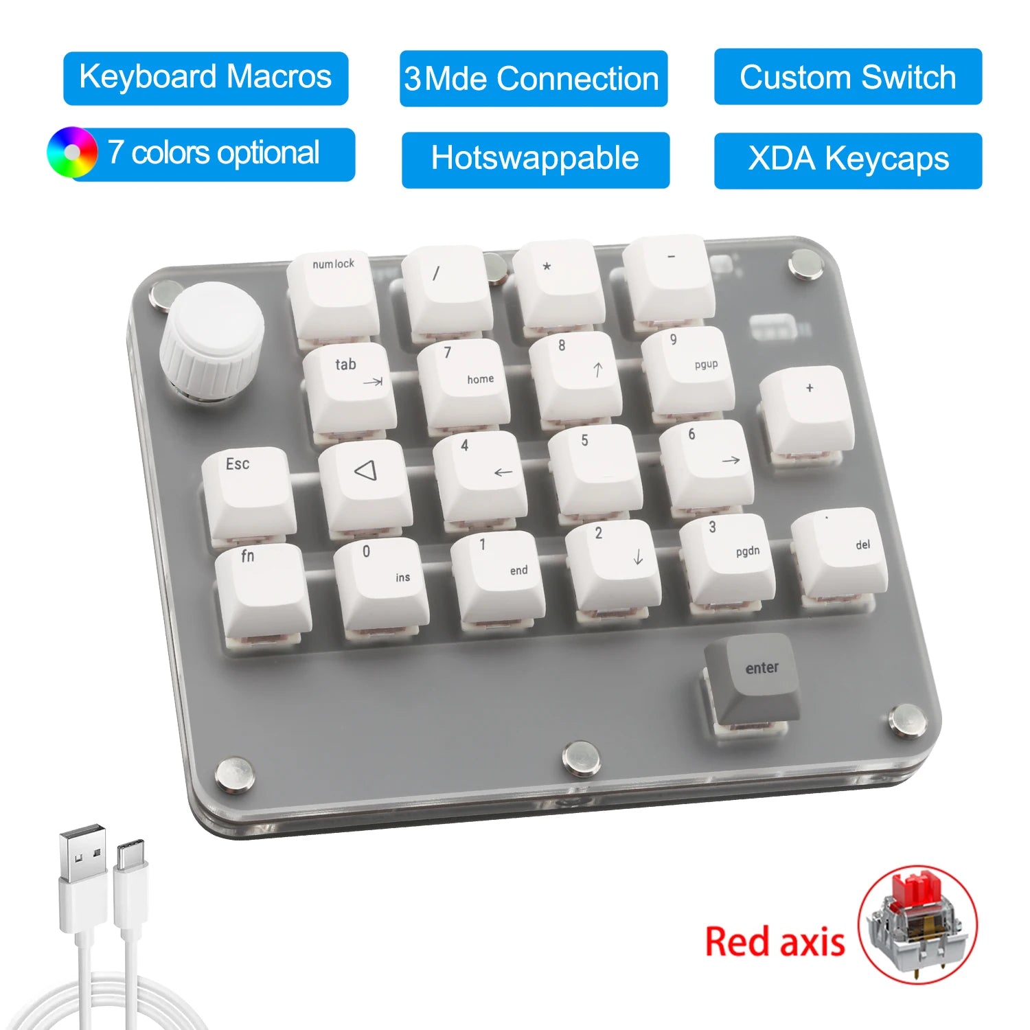 Teclado Mecánico RGB con Macros Personalizadas | Inalámbrico Bluetooth y Hotswap para Gaming y Tablet (Compatible con Switch MX)”