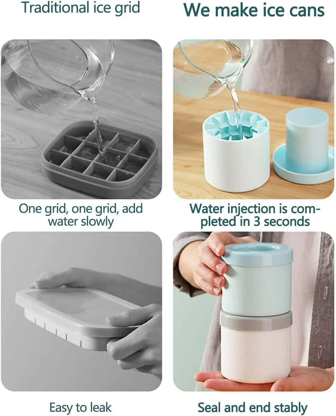 Molde de Hielo Redondo de Silicona – Crea Cubos de Hielo Grandes y Perfectos para tus Bebidas