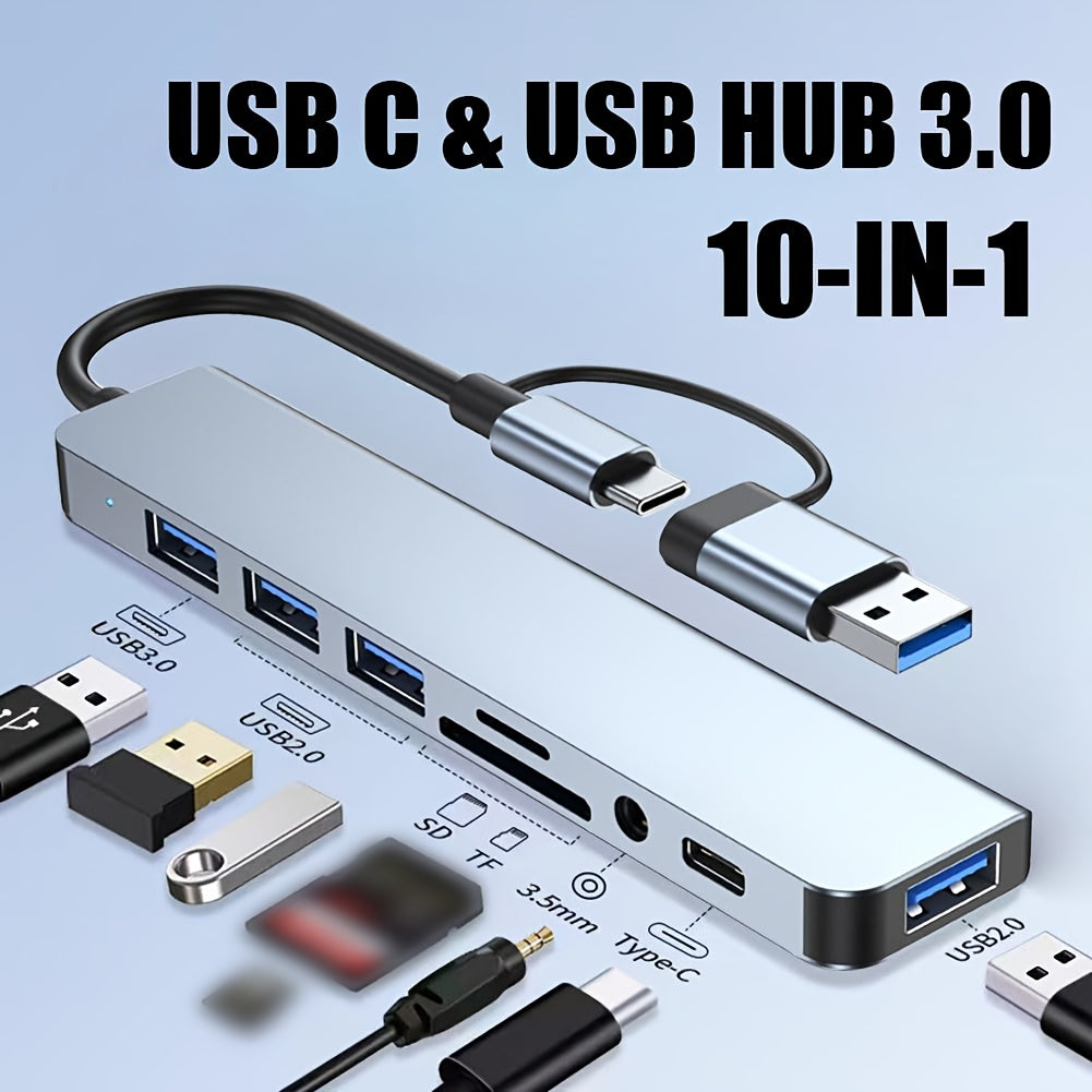 Hub Multifunción 8 en 2 – Estación de Acoplamiento USB-C con USB 3.0, SD/TF y Audio 3.5mm
