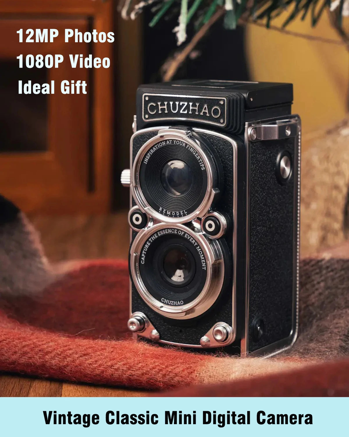 Cámara Digital Vintage Mini 12MP con Autofocus y Video Full HD 1080P – Ligera, Portátil y Perfecta para Regalo