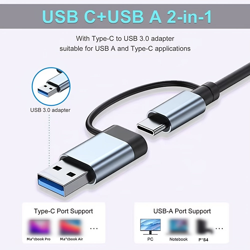 Hub Multifunción 8 en 2 – Estación de Acoplamiento USB-C con USB 3.0, SD/TF y Audio 3.5mm