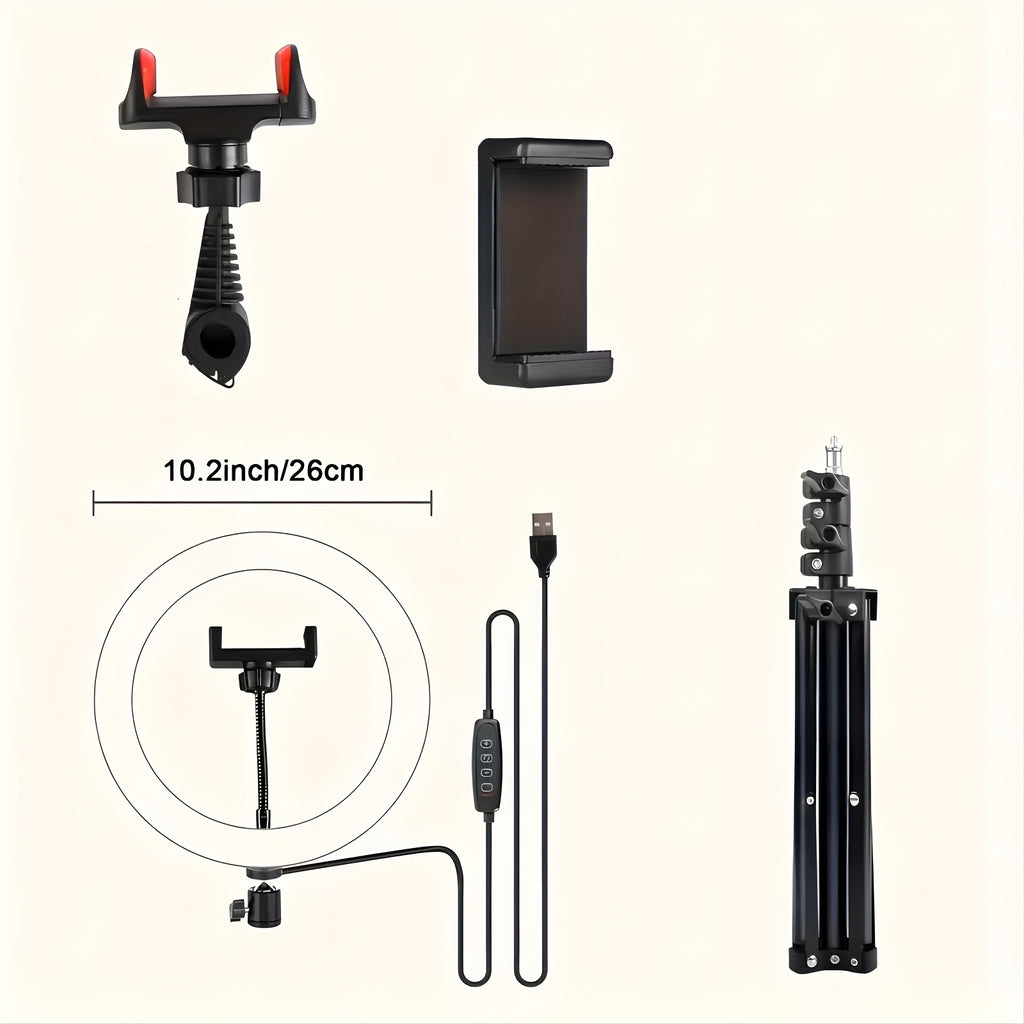 Kit de Aro de Luz LED ZOMEI – Trípode Ajustable y Doble Soporte para Teléfono | 3 Modos de Color, 12 Niveles de Brillo | Ideal para Maquillaje, Fotos, Videos y Streaming