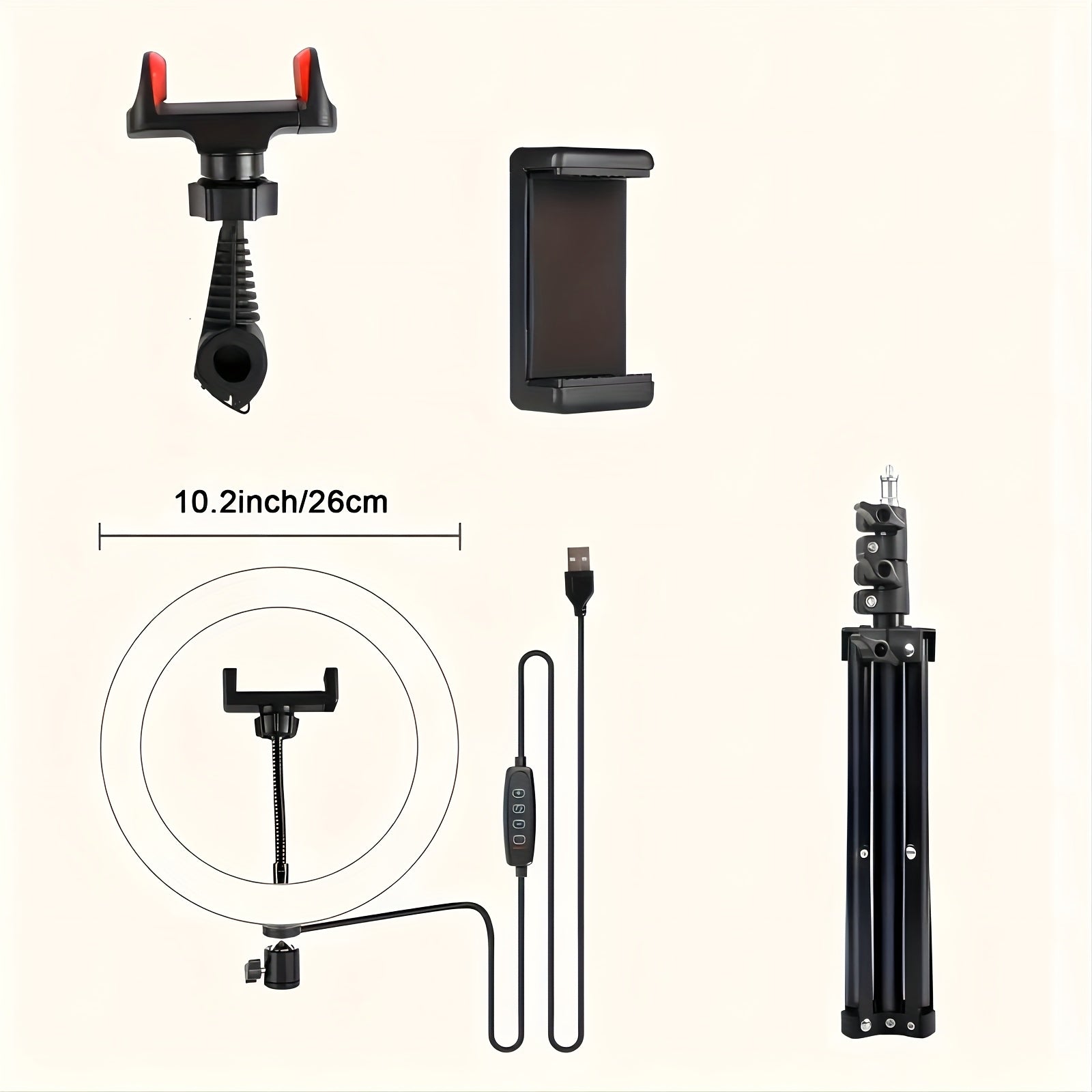 Kit de Aro de Luz LED ZOMEI – Trípode Ajustable y Doble Soporte para Teléfono | 3 Modos de Color, 12 Niveles de Brillo | Ideal para Maquillaje, Fotos, Videos y Streaming
